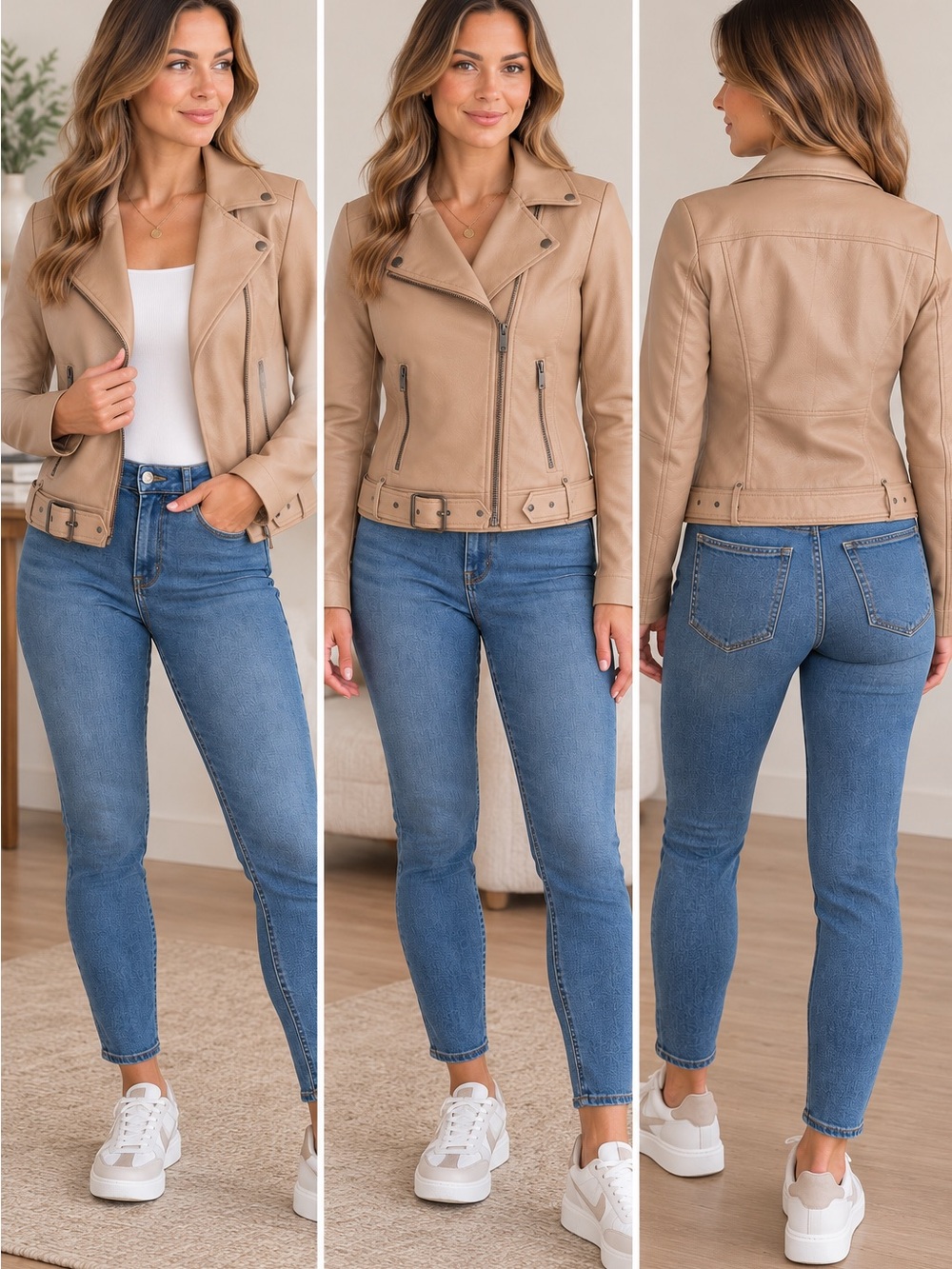 Bernardo Genuine Leather Moto Jacket Blush Size M NWT